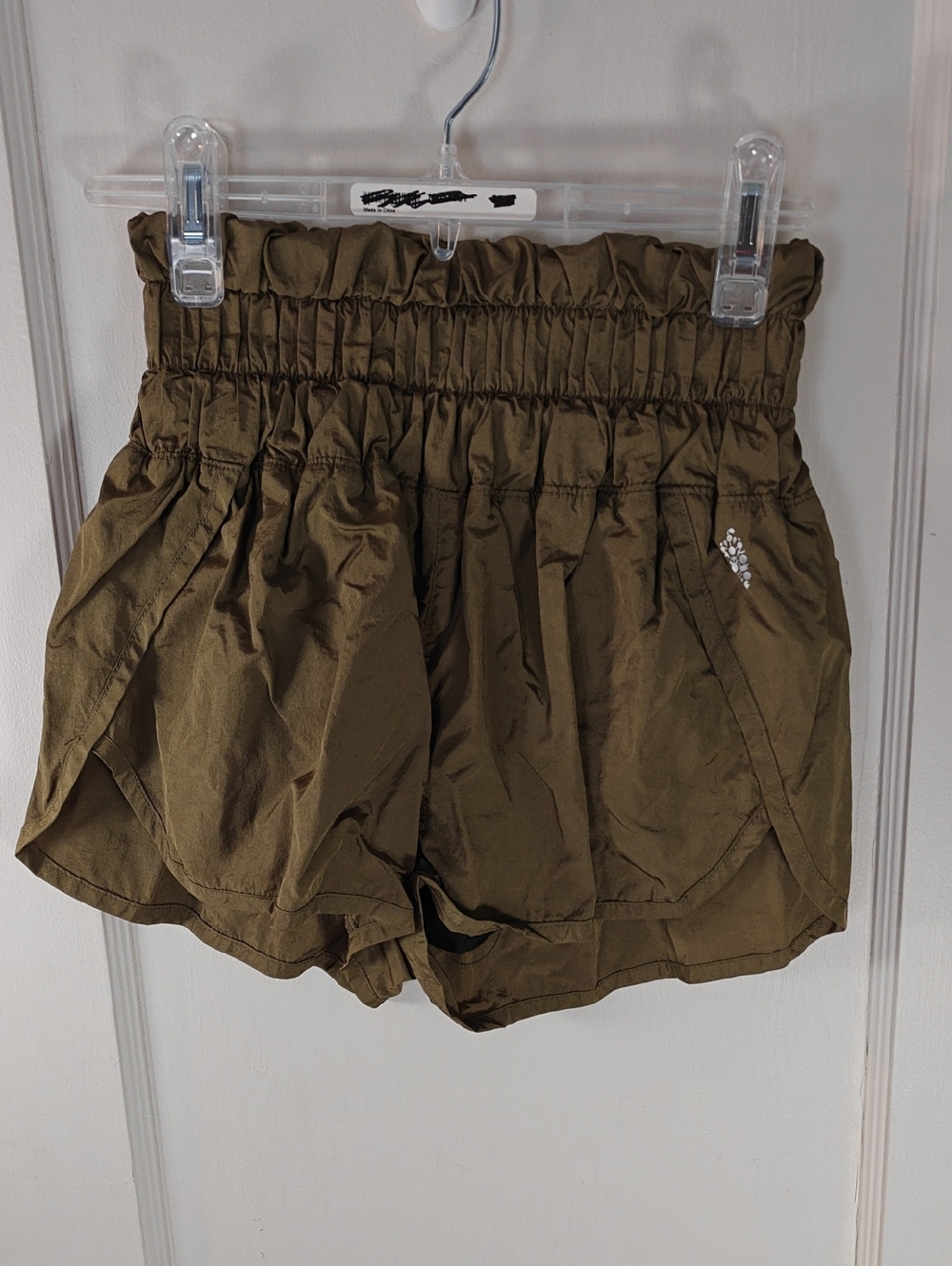 FP Movement by Free People Olive High-Rise Smocked Athletic Shorts
